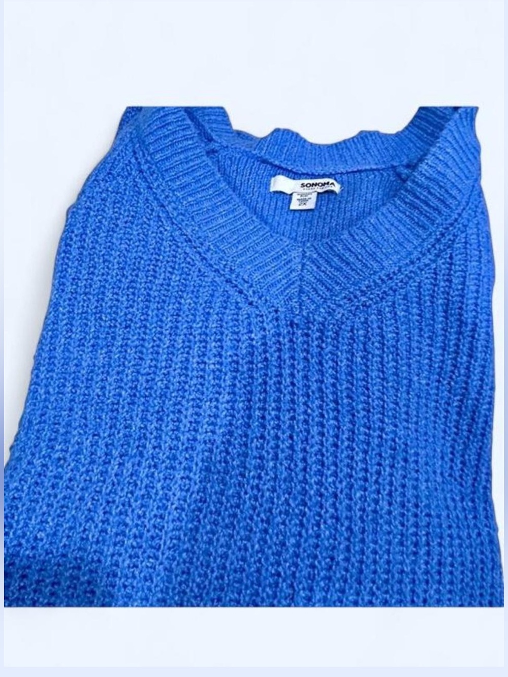 Sonoma Cobalt Blue Chunky Knit V-Neck Sweater 2X